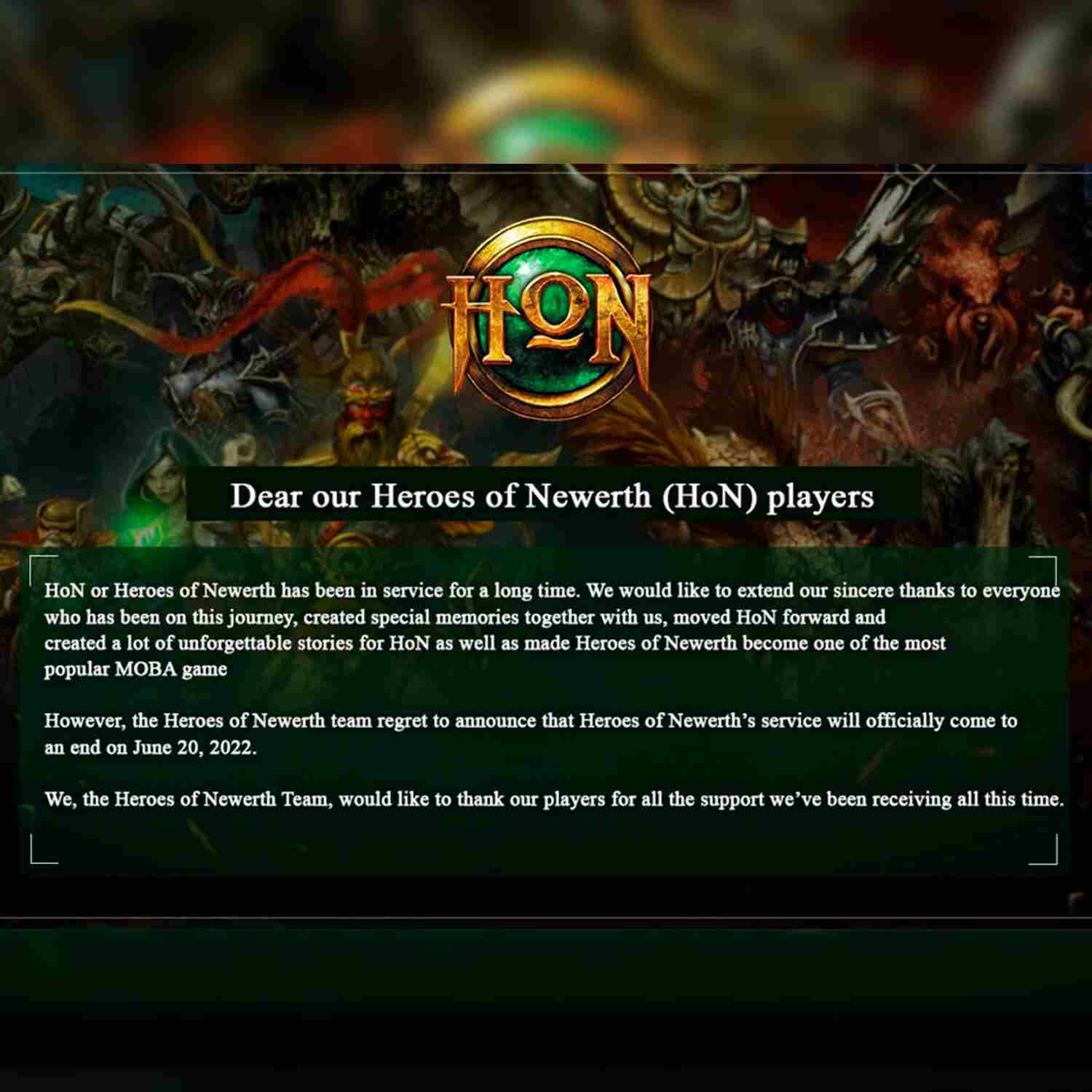 Heroes of Newerth anuncia que dejará de operar